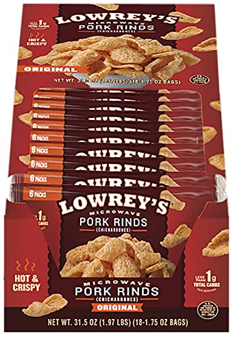 Lowrey's Bacon Curls Microwave Pork Rinds (Chicharrones), Original, 1.75 Ounce (Pack of 18)