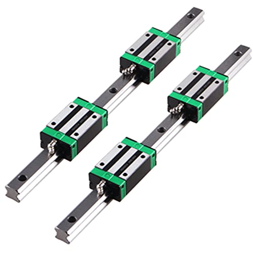 Linear Guide Rail 2 X HGR 20-1000mm Linear Slide Rail + 4 X Bearing Blocks Linear Guideway Rail for DIY CNC Routers Lathes Mills