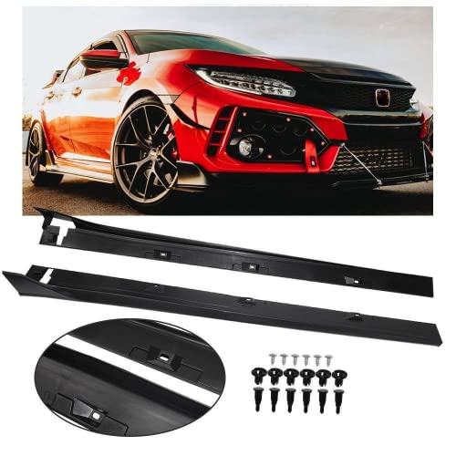 KKoneAuto Side Skrits Extension Compatible with 2016-2020 Honda Civic 4DR Sedan LX EX Si, Type-R Style Side Splitters Rocker Panel Body Kit, Pair