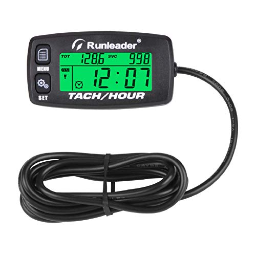 Runleader Digital Maintenance Hour Meter,Hours Accumulate & RPM Record,Backlight Display for Generator Motorcycle Lawn Mower Chainsaw Marine Boat Jet Ski