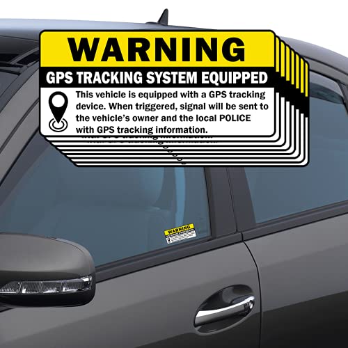 TOTOMO 8pc GPS Tracking Sticker Anti-Theft Car Vehicle Warning Sign - 3" x 1.5" Self Adhesive Sign (4pc Front Adhesive + 4pc Back Adhesive Stickers)