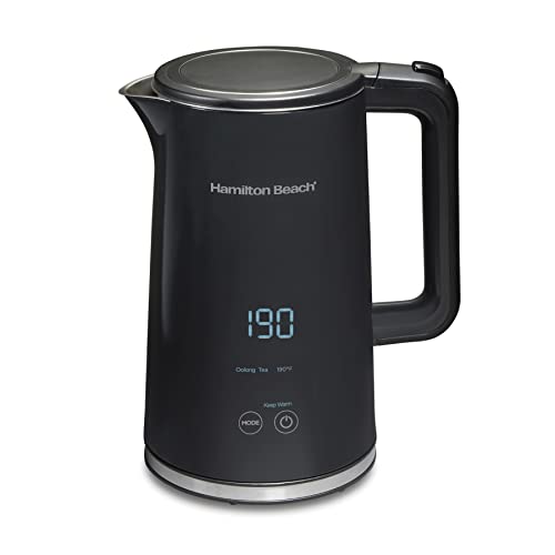 Hamilton Beach Digital Temperature Control Electric Tea Kettle, Hot Water Boiler & Heater 1.7L, 5 Preset Modes + Keep Warm, Fast Boil 1500 Watts, BPA Free, Cool-Touch Exterior, Black