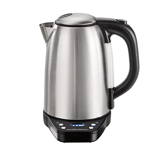 Hamilton Beach Smart Electric Tea Kettle & Water Boiler, Works with Alexa, 1.7 Liter, Fast Boiling 1500 Watts, Cordless, Keep Warm, Auto-Shutoff & Boil-Dry Protection, Stainless Steel (41036)