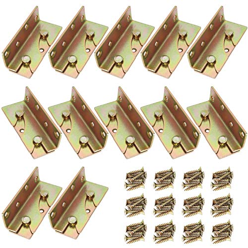 12 Sets Bed Rail Fittings No-Mortise Bed Rail Brackets Heavy Duty Bed Frame Hardware Rust Proof Bed Frame Connectors for Headboards, Footboards - with Screws