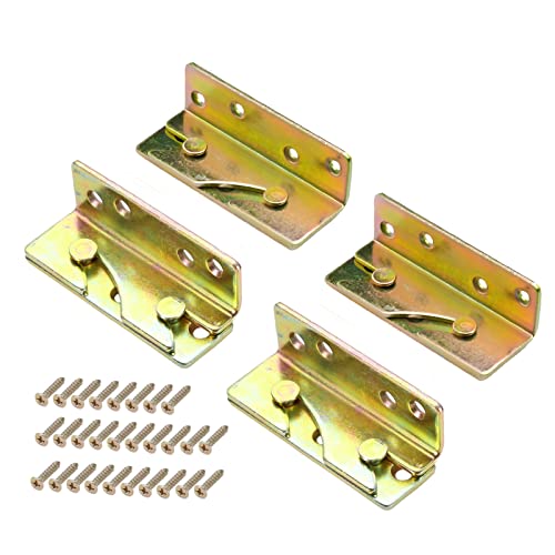 rockgoya Bed Rail Brackets, Bed Frame Hardware, Set of 4 Wooden Bed Brackets with Screws, Bed Rail Fittings, Heavy Duty Non-Mortise