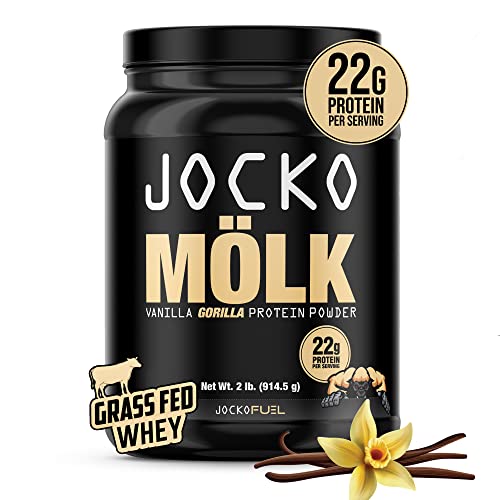 Jocko Mlk Whey Protein Powder (Vanilla) - Keto, Probiotics, Grass Fed, Digestive Enzymes, Amino Acids, Sugar Free Monk Fruit Blend - Supports Muscle Recovery and Growth - 31 Servings