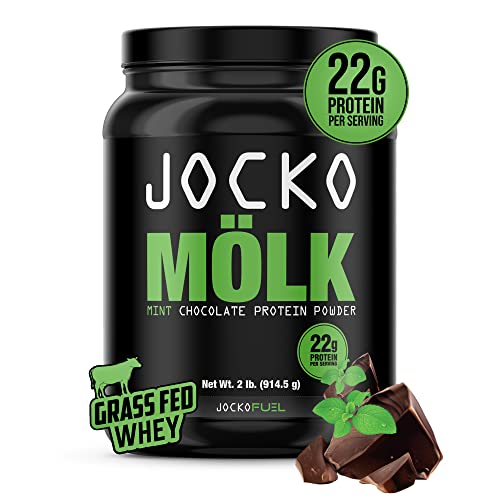 Jocko Mlk Whey Protein Powder (Mint Chocolate) - Keto, Probiotics, Grass Fed, Digestive Enzymes, Amino Acids, Sugar Free Monk Fruit Blend - Supports Muscle Recovery and Growth - 31 Servings