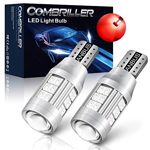 Combriller 912 921 LED Bulb Red Center High-Mounted Stop Lamp, Tail 3rd High Mount Brake Lights for Car, Truck, RV, T15 906 W16W 922 LED Bulbs, Brilliant Red