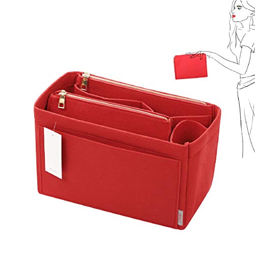 ZTUJO Purse Organizer, Felt Bag Organizer Purse Organizer Insert For Speedy, Neverfull, Graceful, Neverfull,Tote, Handbag,Shaper (Slender Medium, Red)