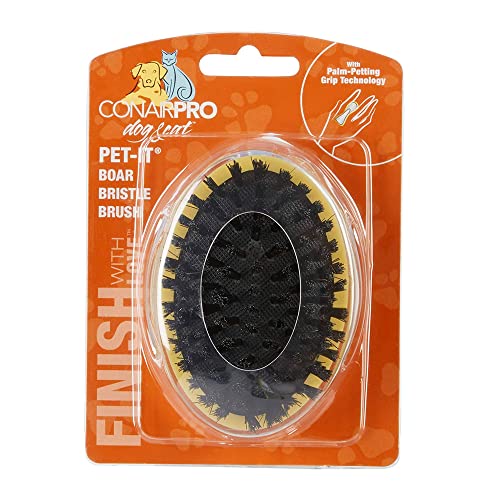 CONAIRPRO Dog & Cat Pet Brush with Ergonomic Pet-It Design, Dog Brush for Shedding, Boar Bristles