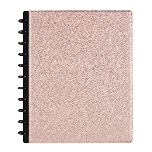 TUL Discbound Notebook, Elements Collection, Letter Size, Leather Cover, Rose Gold/Pebbled, 60 Sheets