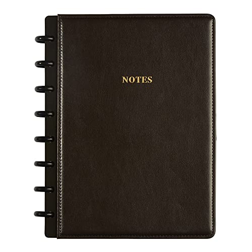 TUL Discbound Notebook, Limited Edition, Junior Size, Narrow Ruled, 60 Sheets, Dark Brown Leather