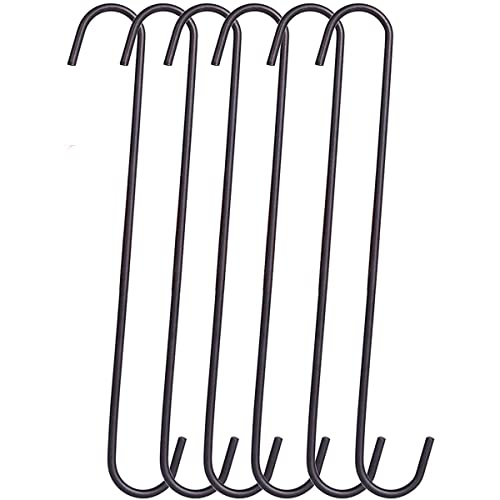 6 Pack heavy duty s hooks,Brown strong metal big hooks for hanging plants or large items as potted plants,garden tools,bird cages,animal feeders