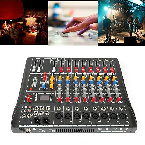 TFCFL Usb Audio Interface Professional Audio Mixer Sound Board Console Desk System Interface 8 Channel Digital USB Computer Input AC 110V 50Hz 18W Phantom Power Stereo DJ Studio Black