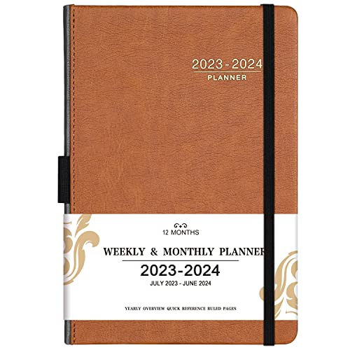 2023-2024 Planner - 2023-2024 Weekly Monthly Planner, July 2023 - June 2024, 5.85'' x 8.5'' Calendar Planner 2023-2024 with Leather Cover, Pen Holder, Bookmarks