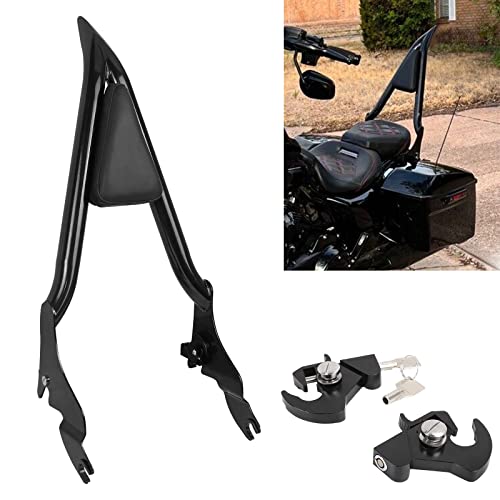 AUFER 28" Detachable Rear Passenger Backrest Sissy Bar With Locked Rotary Docking Latches Clips With Keys Compatible With For Touring Road King Road Glide Street Glide Electra Glide 2009-2023