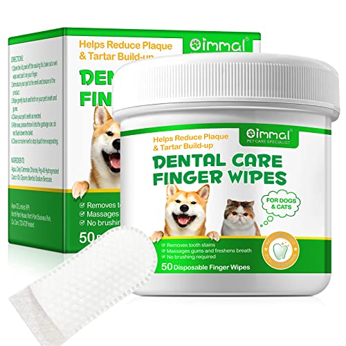 APCKFLEE 50PC Teeth Cleaning Finger Wipes for Cats and Dogs, Dog Dental Care Wipes, Pet Oral Cleansing Presoaked Teeth Wipes, Reduce Plaque & Tartar, No Brushing