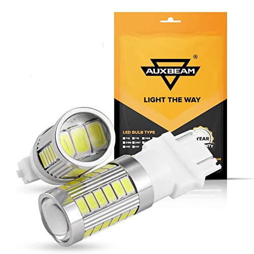 Auxbeam 3157 Led Reverse Light Bulb, 3157 3156 T25 P27/5W LED Bulbs with Projector Replacement for Backup Reverse Lights, Low Power Super Bright White Light, Pack of 2