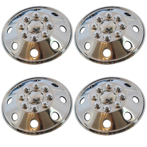 4 Pc Set 16" 8 Lug RV Stainless Steel Hub Cap Steel Wheel Rim Covers