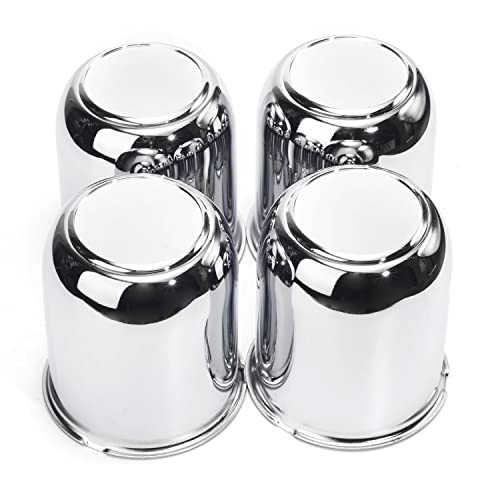 RTRHINOTUNING 4PCS 3.19" Hub 3.62" H Push Through Center Caps Chrome for Truck Wheels Rim Trailer