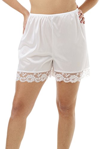 Underworks Pettipants Nylon Culotte Slip Bloomers Split Skirt 4-inch Inseam Large-White