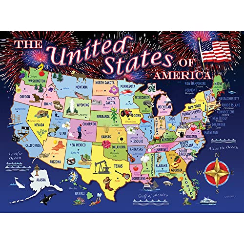 100 Piece puzzels for Kids Ages 4-8 8-10 3-5 jigsaws for Children Age 4 5 6 7 8 Jigsaw Puzzles for Children Kids Tollder Boys Grils United States map USA Puzzle US