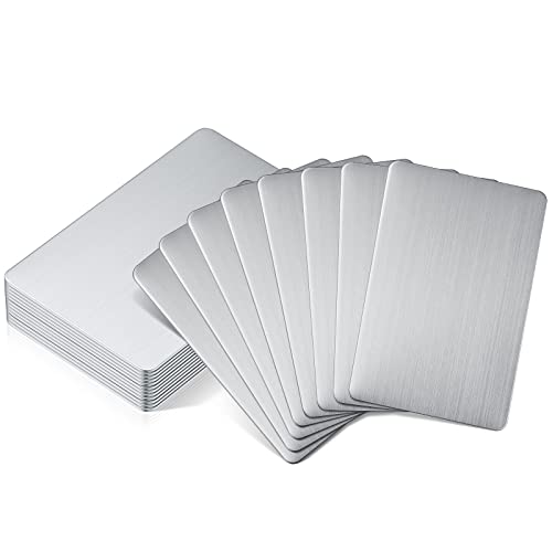304 Stainless Steel Metal Business Cards 0.5 mm Sublimation Blank Steel Card Laser Engraving Stainless Cards for House Office Customer DIY Gift Plate Cards, 86 x 54 mm (12 Pieces)