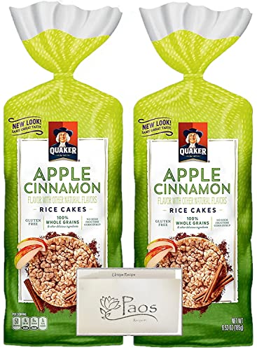 Quaker Rice Cakes Variety Pack Bundle with Recipe Card (2 pack + 1 card) - (Apple Cinnamon)