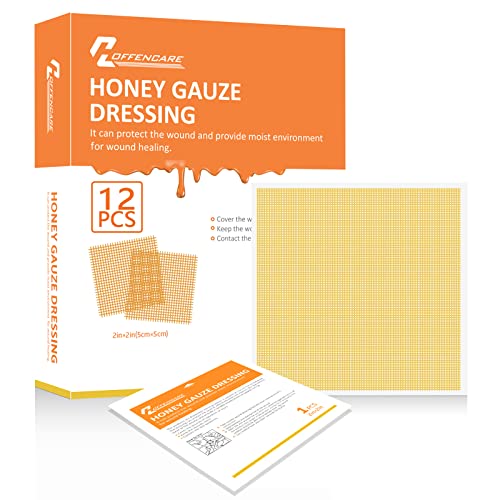Manuka Honey Gauze Dressing 2" X 2" - Pack of 12, 100% Medical Grade Honey Patches for Wound Care, Faster Healing for Burns, Abrasions, lacerations, Scald and Cuts