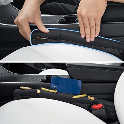 HEYTRIP Car Seat Gap Filler Universal Fit Organizer Fill The Gap Keep Cellphones Keys Wallet Coins from Falling, Driver or Passenger Front Use, Pack of 2(Black)