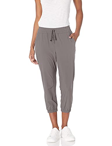 Amazon Essentials Women's Performance Stretch Woven Crop Jogger Pant, Grey, Small