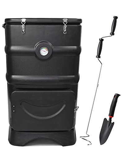 Insulated Compost Bin with Ventilation System - Quickly Composting All Year Round,A Reservoir at The Bottom Design to Collect The Leachate (30 Gal,Black)