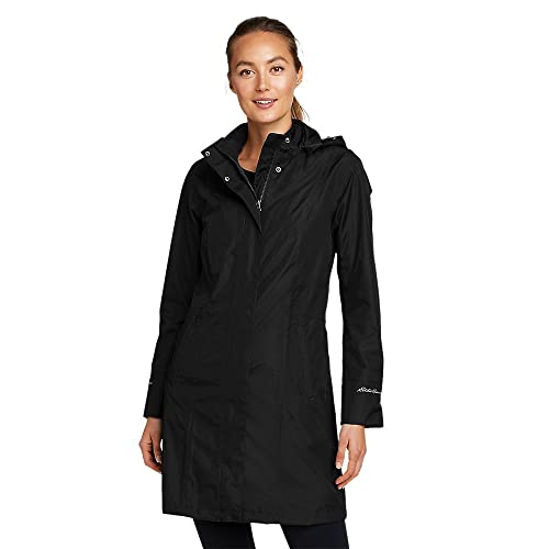 Eddie Bauer Women's Girl on the Go Trench Coat, Black, Small, Petite