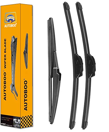 AUTOBOO 24"+17" Windshield Wipers with 12" Rear Wiper Blade Replacement for Toyota Rav4 2006 2007 2008 2009 2010 2011 2012 -Original Factory Quality (Pack of 3)