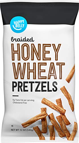 Amazon Brand - Happy Belly Braided Honey Wheat Pretzels, 12oz