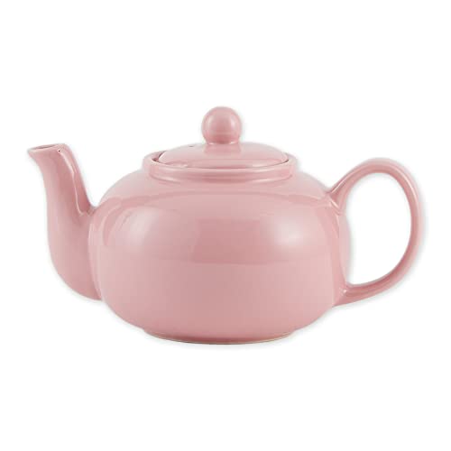 RSVP International Stoneware Teapot Collection, Microwave and Dishwasher Safe, 16 oz, Pink