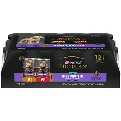 Purina Pro Plan Sport Wet Beef & Rice Entre and Chicken and Rice Entre Puppy Wet Dog Food Variety Pack - (12) 13 oz. Cans