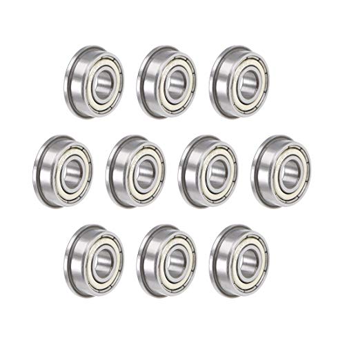 uxcell F696ZZ Flanged Ball Bearing 6mmx15mmx5mm Double Shielded Chrome Steel Deep Groove Bearings 10pcs