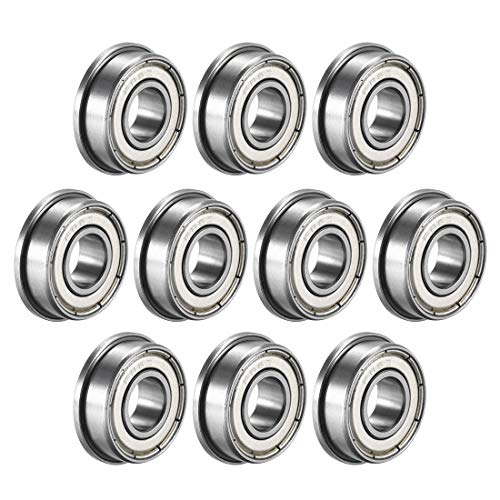 uxcell FR6ZZ Flanged Ball Bearing 3/8" x 7/8" x 9/32" Double Metal Shielded (GCr15) Chrome Steel Flange Rip Bearings 10pcs