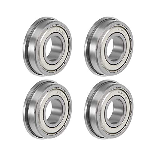 uxcell FR8ZZ Flange Ball Bearing 1/2" x 1-1/8" x 5/16" Shielded Chrome Bearings 4pcs