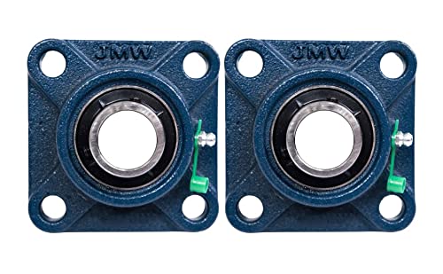 Jeremywell UCF204-12 Pillow Block Bearing 3/4 inch Bore, Square, 4-Bolt Flange Mounted, Solid Base, Self-Alignment (2 PCS)