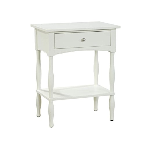 Alaterre Shaker Cottage End Table Drawer and One Shelf, Ivory, FURNITURE