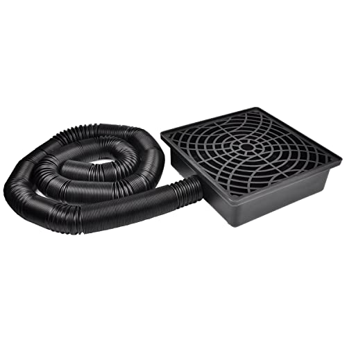 Prestantious Low Profile Catch Basin Drain Kit Downspout Extender, 12"12" Catch Basin Gutter Downspout Extensions with Flexible Pipe, Pipe Stretched Length 16.4ft, Rainwater Drainage System