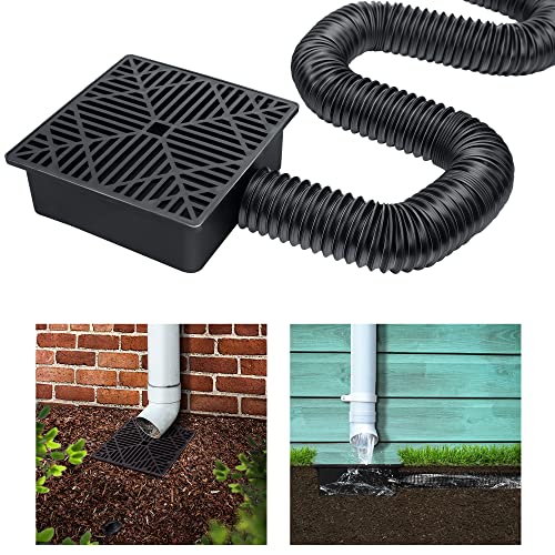 LFUTARI Rain Gutter Downspout Extensions Flexible-No Dig Low Profile Catch Basin Downspout Extension Kit-Down Spout Extender for Yard, Ground and Lawn Included