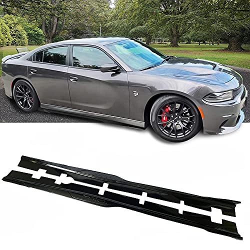 NO7RUBAN Side Skirts Rocker Panels Splitter Compatible with 2015-2022 Dodge Charger SRT 392 Scat Pack Bottom Extension Body kit Carbon Fiber Style