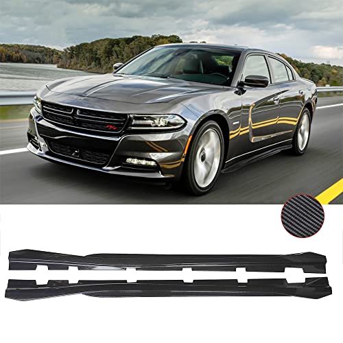 NO7RUBAN Side Skirt Extensions Compatible with Dodge Charger SXT SE RT GT Base Trim 2011 - 2020 Carbon Fiber Look PP Extension Lip Rocker Panels 1 Pair