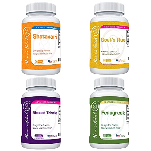 Mama's Select Fenugreek, Shatavari, Goat's Rue and Blessed Thistle Super Bundle - Fantastic for Help with Rapid Natural Breast Milk Production While Breastfeeding!