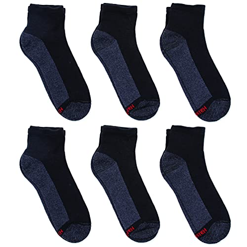 Hanes mens Hanes Men's Socks, 6-pair Pack Max Cushion Ankle, Black/Grey Foot Bottom, 6 12 US