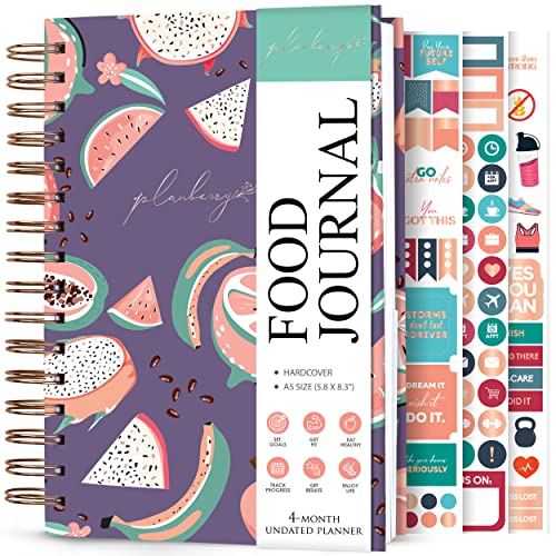 PLANBERRY Food Journal Premium  Nutrition Planner with Diet & Calorie Tracker  Wellness Diary for Tracking Meals & Exercise  Weight loss Journal - 6.3x8.5 Hardcover (Tropical Fresh)