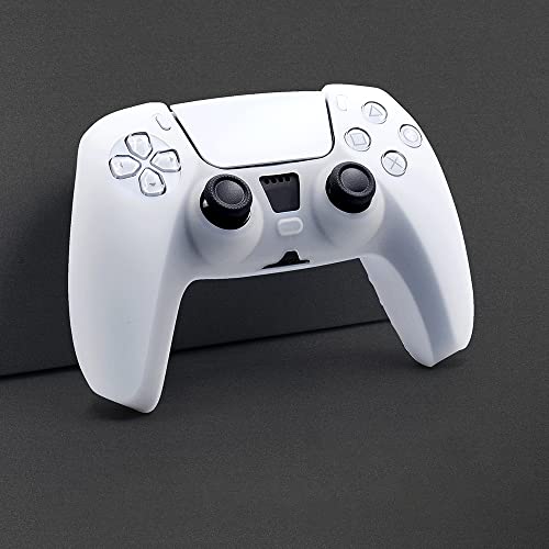 Peziang Controller Skin for Playstation 5 DualSense Wireless Controller, Ps5 Accessories Ergonomic Soft Ultra-Thin Silicone Protective Cover Gamepad Case White